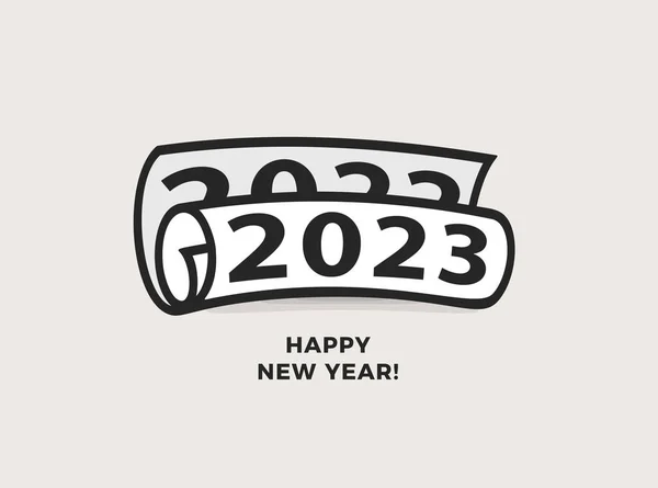 Čísla Roku 2023 Rolovala Noviny Šťastný Nový Rok Plakát Blahopřání — Stockový vektor