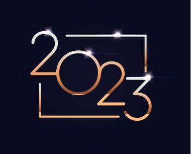 2023 altın rakam lüks cazibe tarzında. Mutlu yıllar posteri, tebrik kartı kapağı, 2023 takvim tasarımı, yeni yılı ve Noel 'i kutlamak için davetiye. Vektör illüstrasyonu.