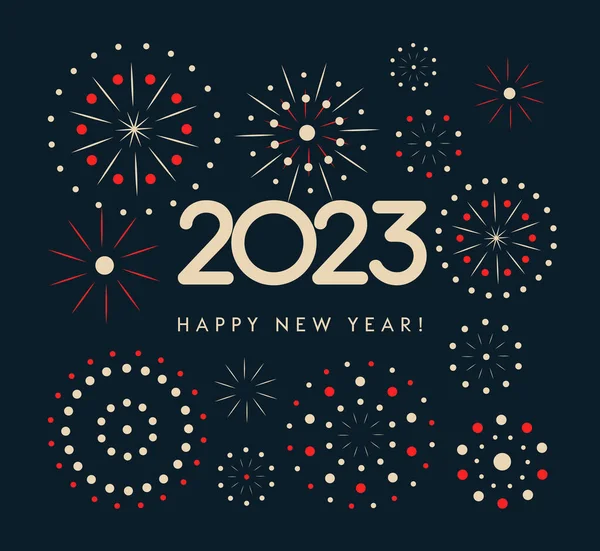 2023 Čísla Tmavém Pozadí Ohňostrojem Čínském Stylu Šťastný Nový Rok — Stockový vektor