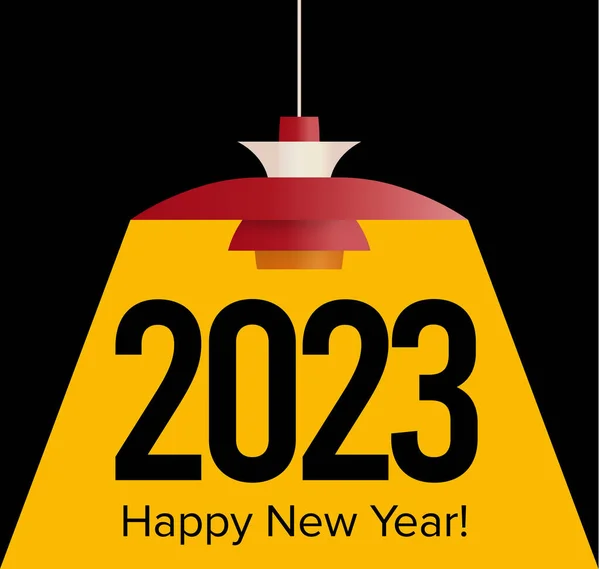 2023 Čísla Ozářena Žlutým Světlem Švédské Lampy Šťastný Nový Rok — Stockový vektor