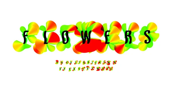 Абстрактный Шрифт Маковых Цветов Футуристический Градиент Пятна Алфавита Яркие Цветные — стоковый вектор