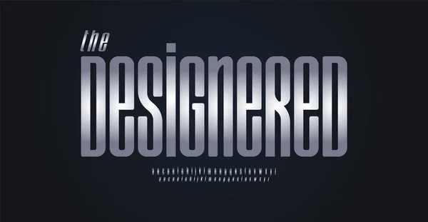 Buchstaben Aus Metall Schmale Schrift Mit Logo Schlankes Elegantes Design — Stockvektor