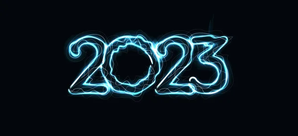 2023 Numbers Magic Luminous Lightning Contour Happy New Year Event — ストックベクタ