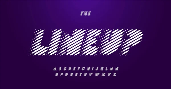 Halftone Lines Font Abstract Heavy Alphabet Letters Conception Typographique Audacieuse — Image vectorielle