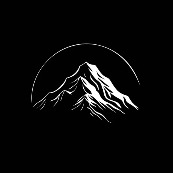 Plantilla Logotipo Minimalista Icono Blanco Silueta Montaña Sobre Fondo Negro — Vector de stock
