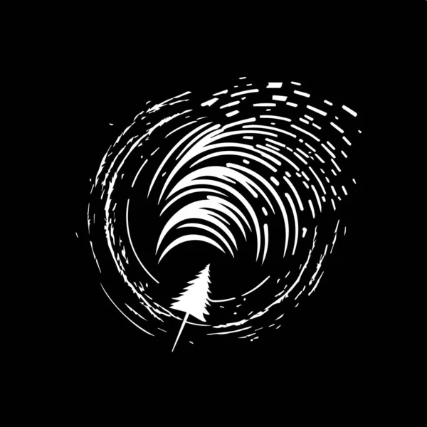Минималистичный Шаблон Логотипа Белая Икона Силуэта Урагана Черном Фоне Современная — стоковый вектор