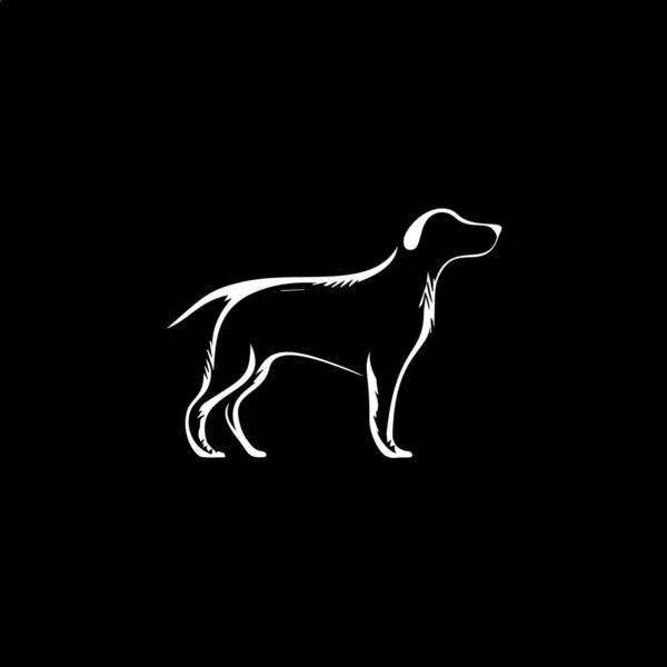 Modèle Logo Minimaliste Icône Blanche Silhouette Chien Sur Fond Noir — Image vectorielle