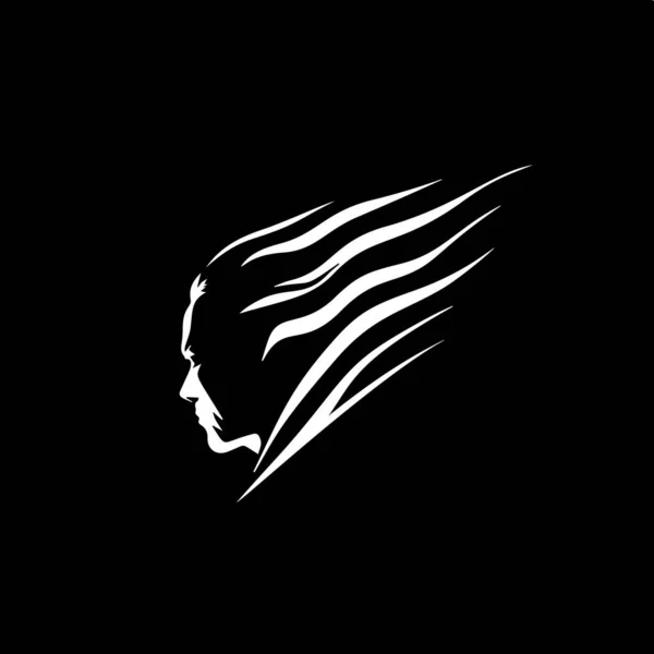 Modèle Logo Minimaliste Icône Blanche Silhouette Coiffure Vent Sur Fond — Image vectorielle