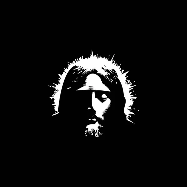 Jésus Christ Visage Dotwork Tatouage Avec Des Points Ombre Illusion — Image vectorielle