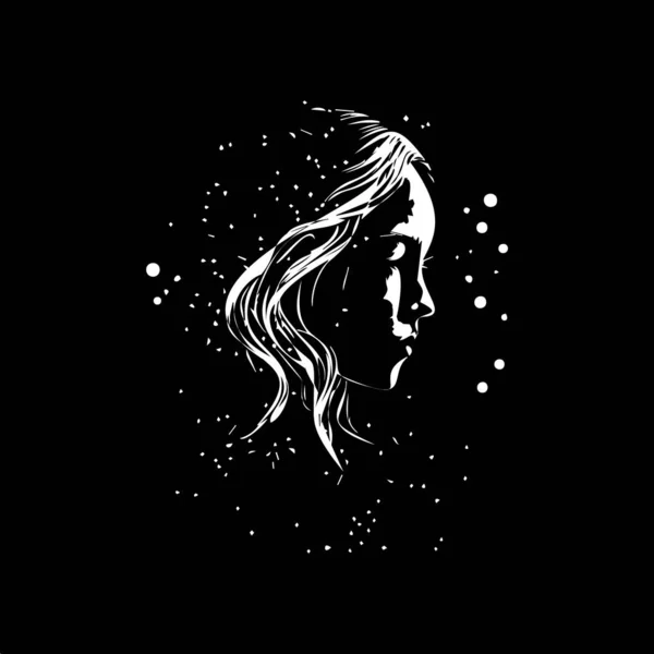 Girl Profile Face Closed Eyes Dotwork Tattoo Dots Shading Depth — Stock Vector