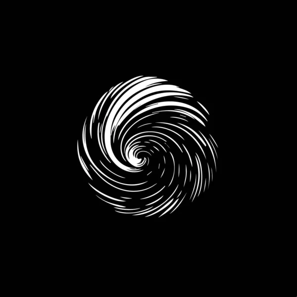 Minimalist Logo Şablonu Siyah Arkaplanda Beyaz Kasırga Silueti Simgesi Kimliği — Stok Vektör