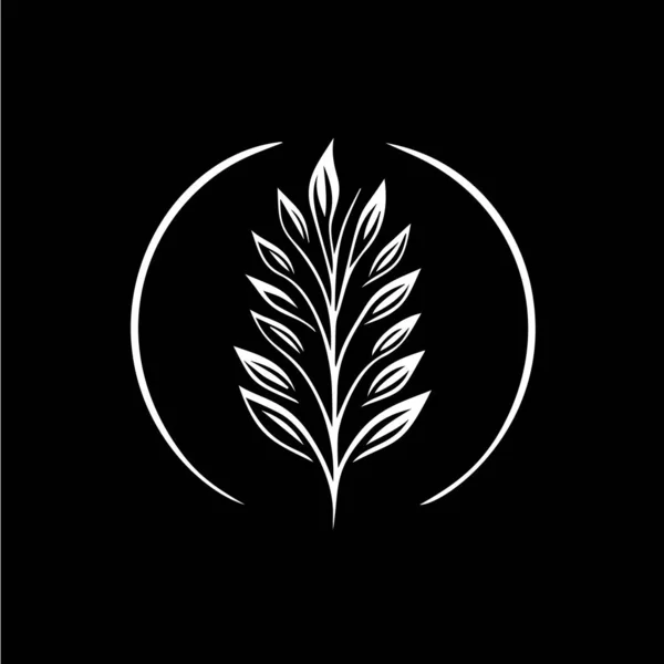 Zioła Logo Boho Biała Ikona Ręcznie Rysowanego Szkicu Sucha Gałąź — Wektor stockowy