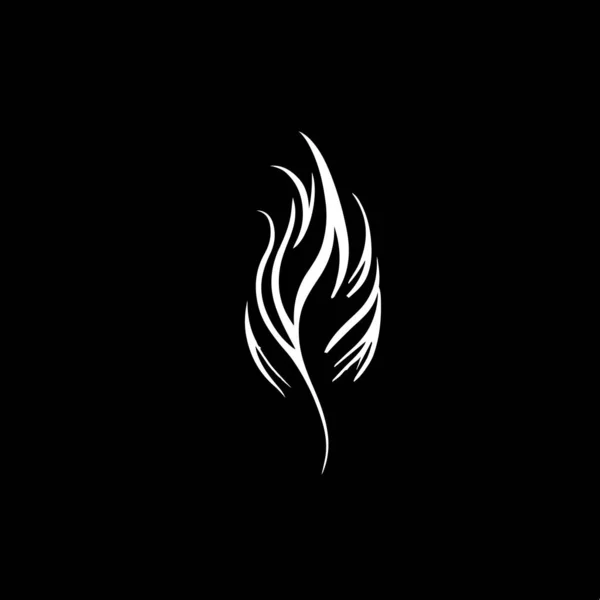 Feuille Flamboyante Abstraite Silhouette Flamme Sur Fond Noir Modèle Logo — Image vectorielle