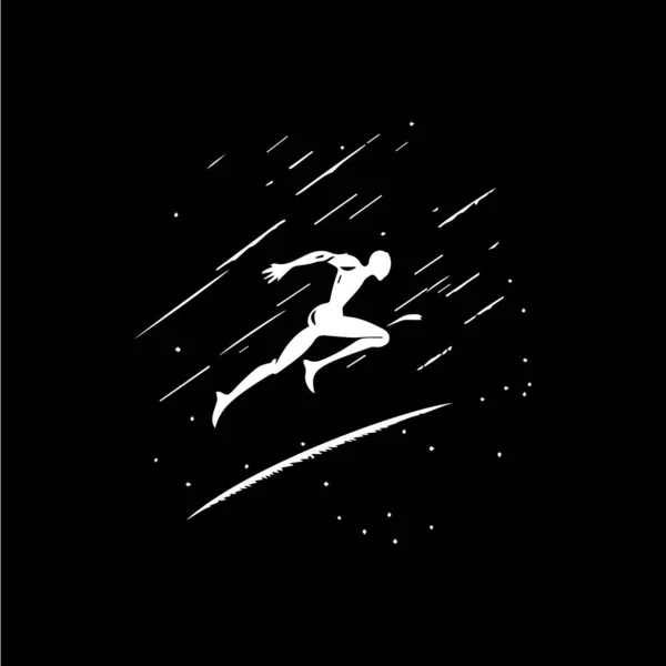 Bílá Ikona Runner Siluety Černém Pozadí Sportovní Logo Šablona Jogging — Stockový vektor