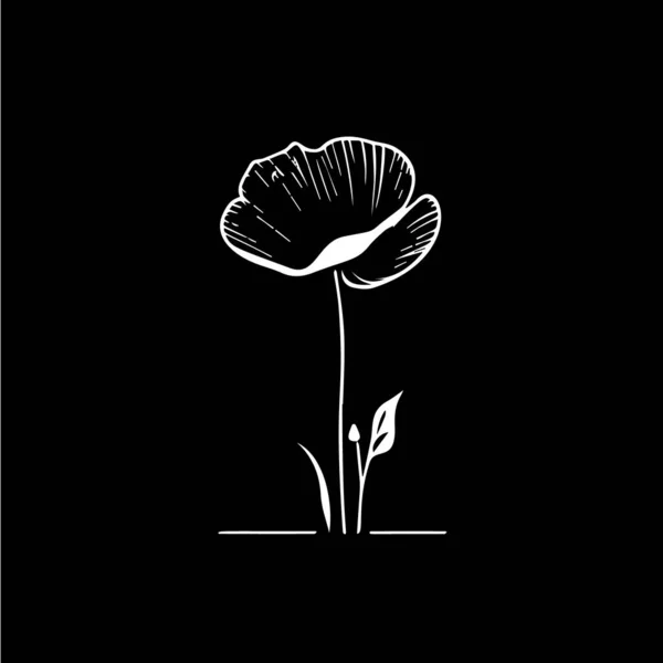 Gül Çiçeği Logo Şablonu Beyaz Gül Yaprağı Ikonu Siyah Arka — Stok Vektör