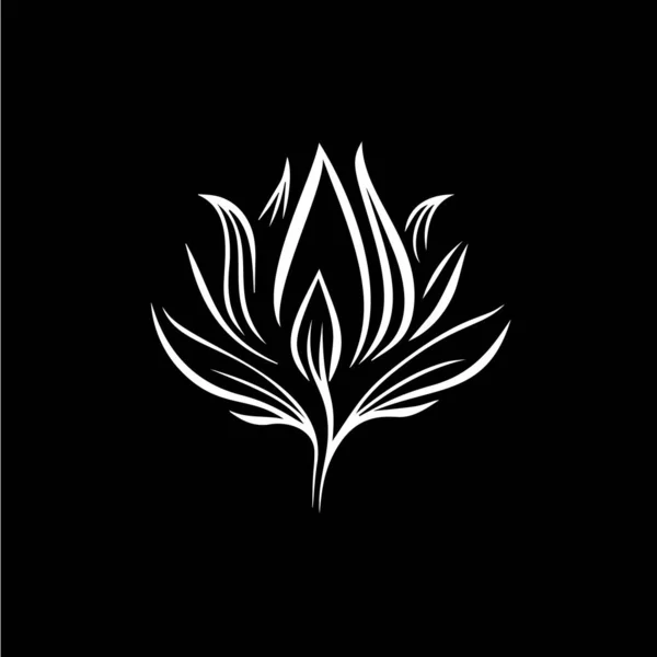 stock vector Minimalistic waterlily logo template, white icon of lotus petals flower silhouette on black background, yoga logotype concept, cosmetic emblem, tattoo. Vector illustration.