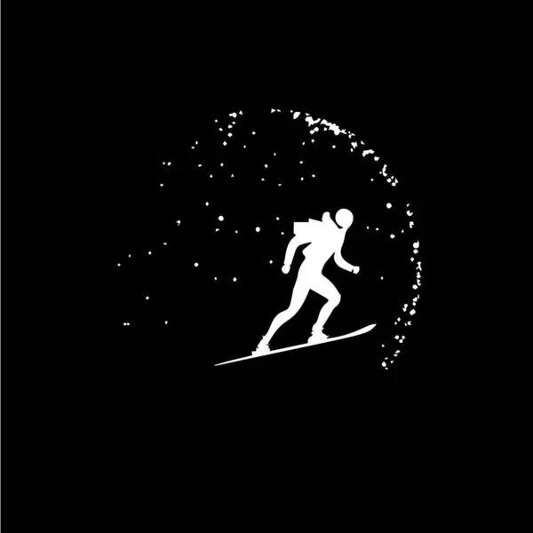 Modelo Logotipo Esquiador Emblema Esquis Tatuagem Dotwork Com Sombreamento Pontos —  Vetores de Stock