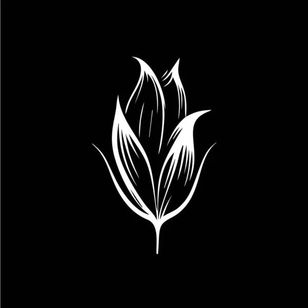 Minimalistische Seerosenlogovorlage Weißes Symbol Der Lilienblätter Blütensilhouette Auf Schwarzem Hintergrund — Stockvektor