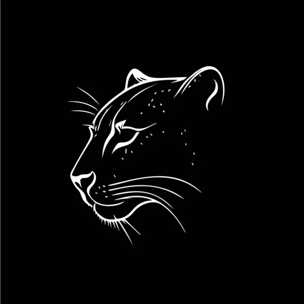 黑豹头的纹身带有圆点阴影 有凹凸的纹身 手绘野生动物标志黑色背景的身体艺术 简约素描单色标志 矢量说明 — 图库矢量图片