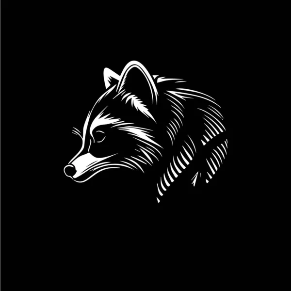 Raccoon Head Dotwork Tattoo Dots Shading Wild Animal Logo Template — Stock Vector