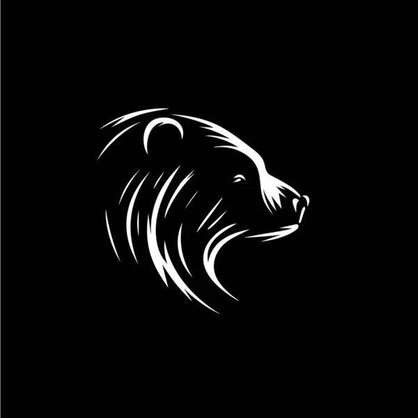 Bear Head Silhouette Tattoo Logo Template Hand Drawing Wild Animal — Stock Vector