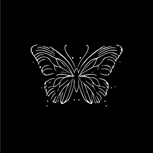 Татуировка Точечной Бабочки Затенением Точек Татуировка Подбородке Ручной Рисунок Эмблемы — стоковый вектор