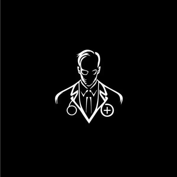 医師のシルエット 薬剤師の労働者の抽象的なアイコン 医療従事者のサイン 診療所 病院のラウンドロゴ ベクターイラスト — ストックベクタ