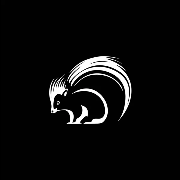 Skunk Head Tail Icon Savage Wild Animal Logo Template Hand — Stock Vector