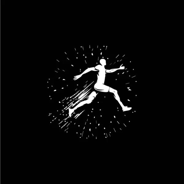 White Icon Jumper Silhouette Black Background Sport Logo Template Jogging — Stock Vector