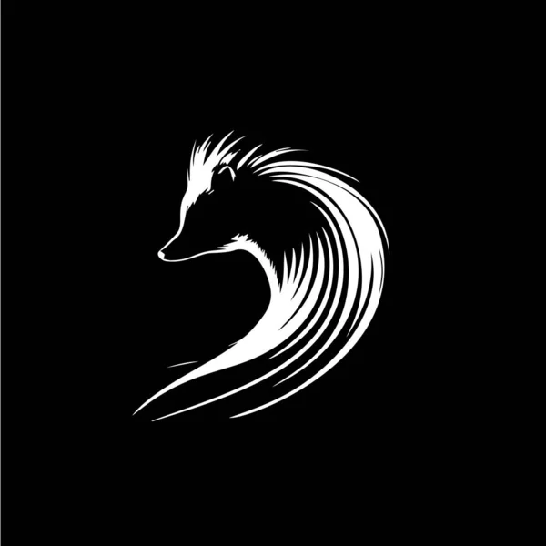 Icône Tête Queue Mouffette Modèle Logo Animal Sauvage Emblème Dessin — Image vectorielle