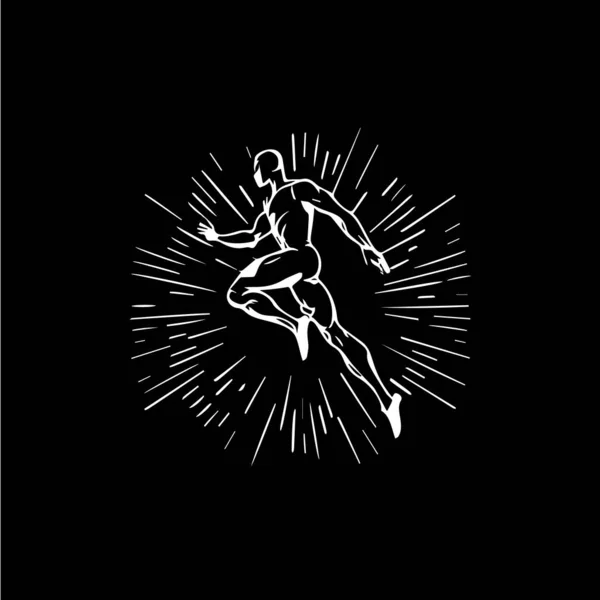 Белый Иконка Бегуна Джемпера Силуэт Черном Фоне Шаблон Спортивного Логотипа — стоковый вектор
