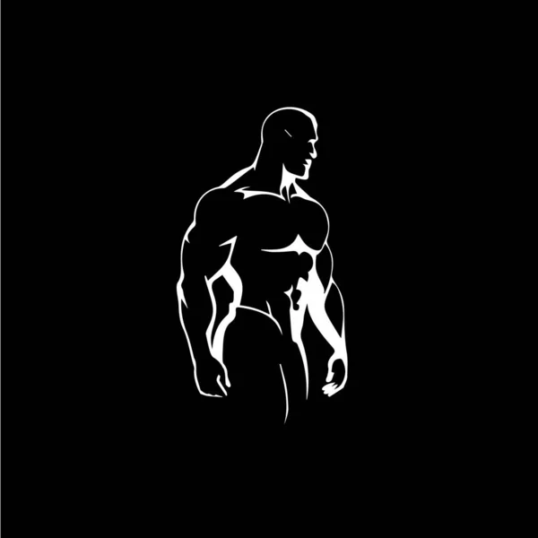 Bodybuilder Männliche Figur Symbol Gym Logo Vorlage Athletische Mann Zeichen — Stockvektor