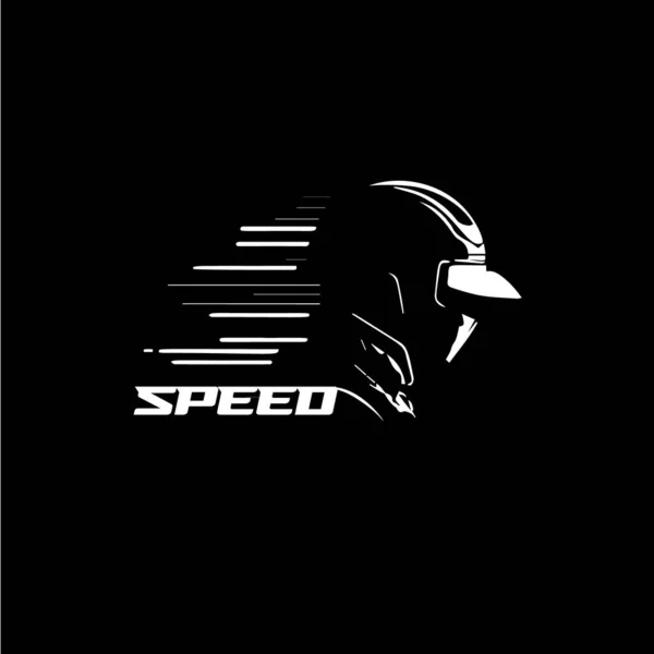 Ikona Kasku Rider Godło Motocyklisty Znak Prędkości Rider Szablon Logo — Wektor stockowy