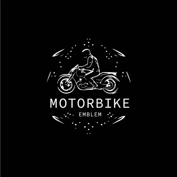 Ikona Motocyklisty Godło Motocyklisty Znak Prędkości Szablon Logo Motocykla Ilustracja — Wektor stockowy