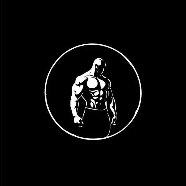 Бодибилдер Мужской Икона Фигуры Шаблон Логотипа Gym Спортивный Человек Подписать — стоковый вектор