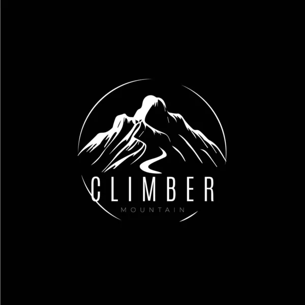 Dağ Silueti Logo Şablonu Tırmanış Ikonu Ekstrem Spor Müsabakası Yürüyüş — Stok Vektör