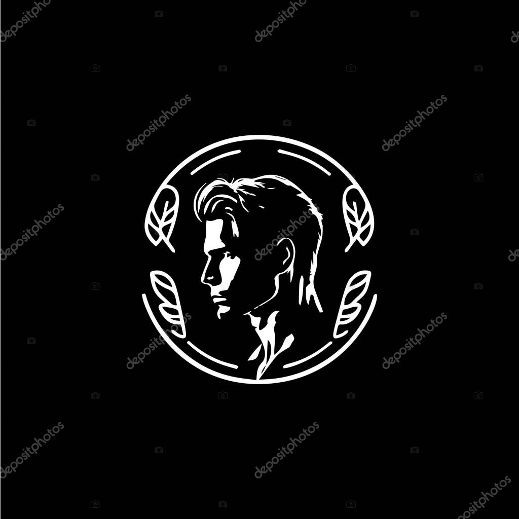 Male face icon. User avatar person. Man head profile, logo template for fashion and modern industry. Simple linear icon. Vector illustration