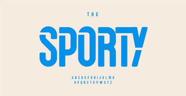 Sportief Stencil Alfabet Retro Sans Serif Hoge Letters Afgerond Hoog — Stockvector