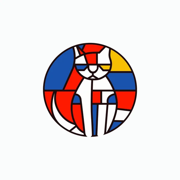 Abstract Kattenmascotte Collectie Geometrische Stijl Logo Voor Kunst Branding Vector — Stockvector