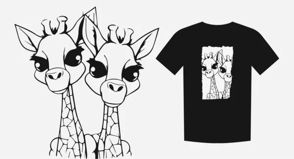 Rozkošná Ilustrace Dvou Roztomilých Dětských Žirafích Hlav Ideální Pro Dětské — Stockový vektor