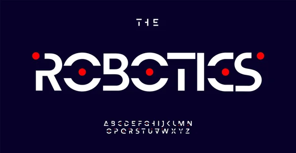 Alfabeto Geometrico Futuristico Lettere Stencil Robotiche Carattere Astratto Logo Pulito — Vettoriale Stock
