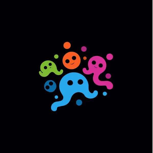 Icône Isolée Virus Ludique Bactéries Colorées Enfantines Signe Modèle Logo — Image vectorielle