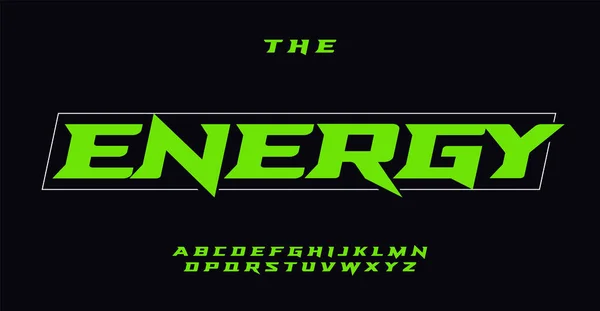 Energetisches Sport Alphabet Dynamische Kursive Kantige Spitzbuchstaben Rennschrift Für Speed — Stockvektor