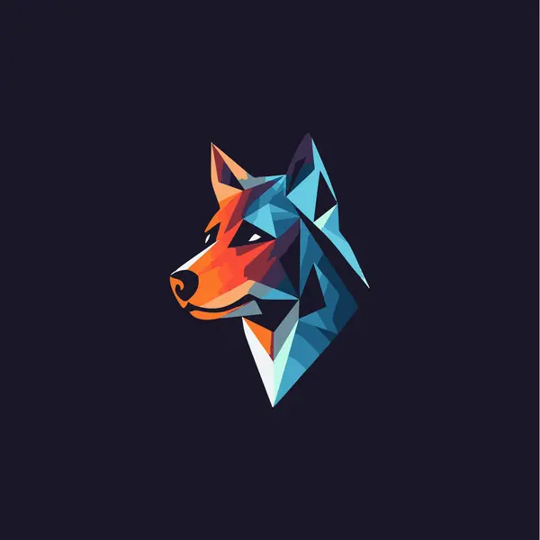 Färgglada Polygonala Hund Huvud Maskot Logotyp Abstrakt Geometriska Djur Porträtt — Stock vektor