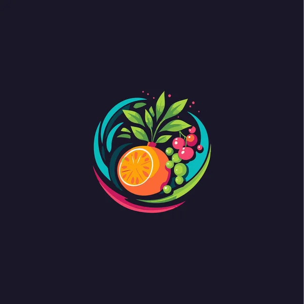 Brillante Colorido Delicioso Icono Rebanada Fruta Símbolo Comida Orgánica Natural — Archivo Imágenes Vectoriales