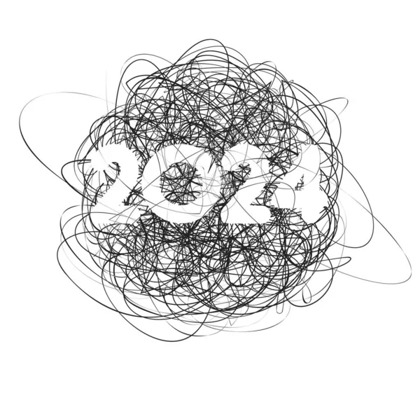 Χάος Της Δημιουργικότητας 2024 Scribble Τέχνης Μαγευτικό Κουβάρι Αφηρημένων Γραμμών — Διανυσματικό Αρχείο