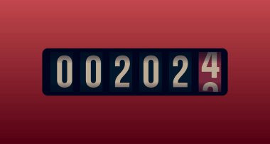 Years counter, digital measurement, electronic clock is shown with a 2024 numbers for 2024 year greeting card new year calendar or poster. Vector illustration. clipart
