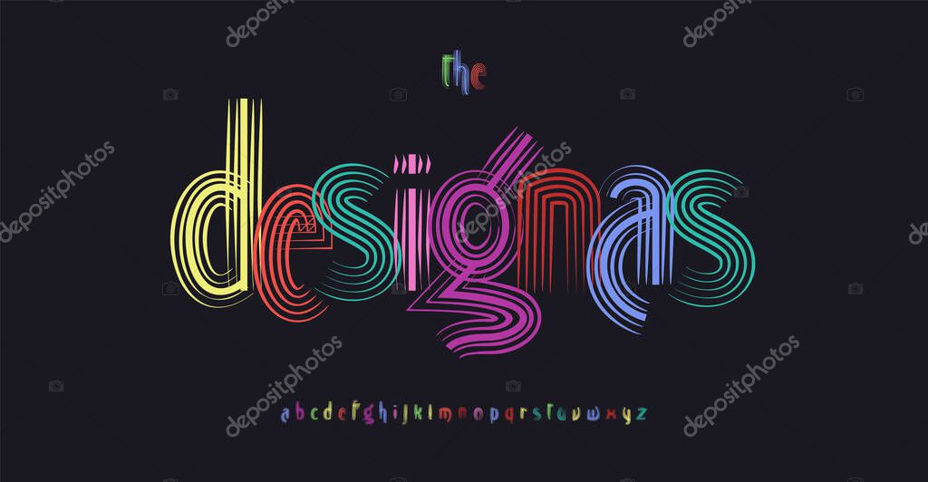 Brushpen smear font, handdrawn strokes alphabet for fun colorful contemporary artistic typographic design. Handwritten brush typeface in lively brush strokes expressive style. Vector typeset.