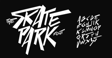 Modern kalın işaret logosu için serin sokak sanatı font dinamik graffiti yazı tipi, etkileyici manşet, gençlik heyecanı. Sanat tipografik tasarımı. Vektör tipi.