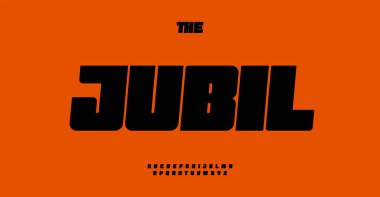 Ağır kalın alfabe, kalın kalın harf, spor markası için ağır sıklet yazı tipi, spor salonu logosu, etkili ve güçlü manşet tipografisi. Vektör tipi